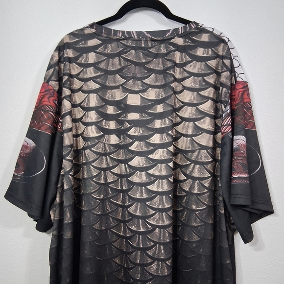 Big Men's Dragon Shirt Tshirt Red Dragon Black White Scales Big & Tall Size 6X - Picture 9 of 12